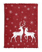 Červená vánoční deka-Bílí sobi KDX-79