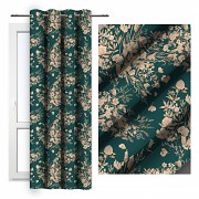 Moderní závěs -Zelený s květy 140/250cm-Leneadekor