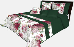 Přehoz na postel zelený s květy