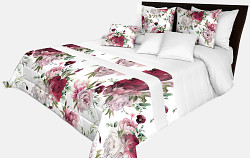 Přehoz na postel bílý s květy 170x210cm