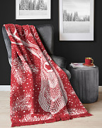 Vánoční deka-červená se sobem KDX-105