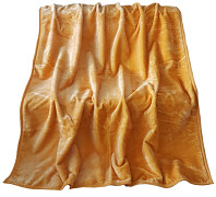 Luxusní deka huňatá zlatá bez vzoru