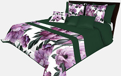 Přehoz na postel zelený s květy 